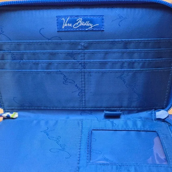 Vera Bradley Zip-Around Wallet Capri Blue Paisley Quilted Cotton Wristlet NEW - Picture 7 of 15